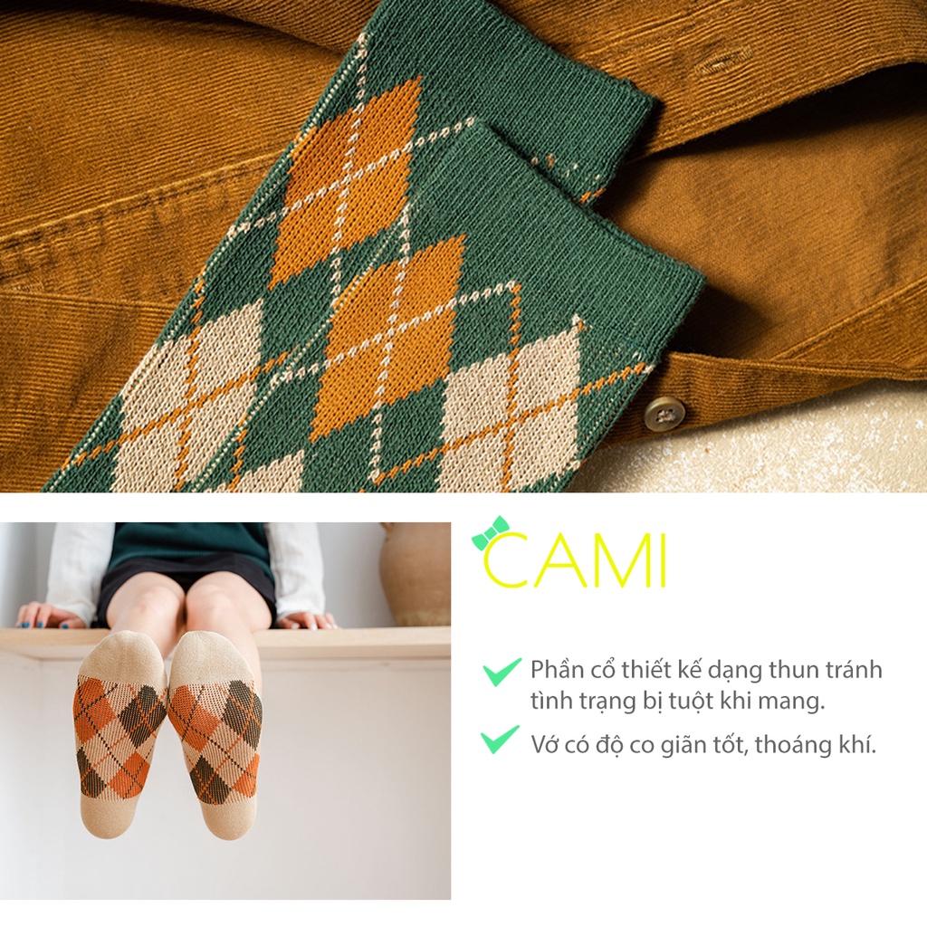 Vớ lên nam nữ cổ cao đơn giản dễ phối với nhiều trang phục khác nhau theo phong cách vintage - Cami - CMPK243