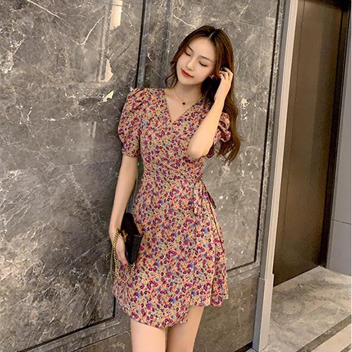 Đầm voan nữ hoa nhí lụa tay phồng dễ thương dự tiệc - Váy đầm nữ thắt eo cá tính tôn dáng che khuyết điểm tốt - Anquachi | BigBuy360 - bigbuy360.vn