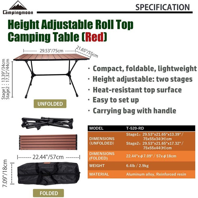 Bàn Campingmoon cắm trại dã ngoại du lịch kệ bàn ăn nhôm xếp gấp Campoutvn A211