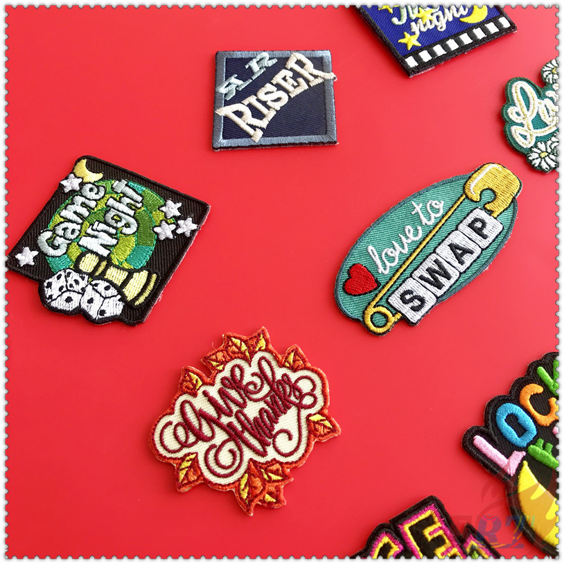 ✿ Sticker Ủi Thêu Chữ Love To Swap / Give Thanks / Living The Law / Daisy Days ✿ 1 Sticker Ủi Thêu Hình Huy Hiệu