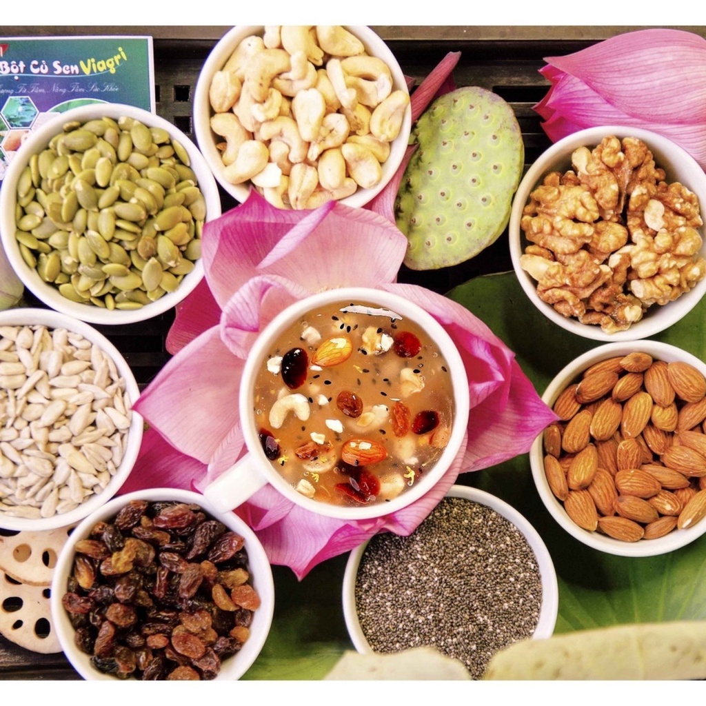 [ M2 ] Súp củ sen hoa Quế chi hạt điều Meizhoushike lon 500g .