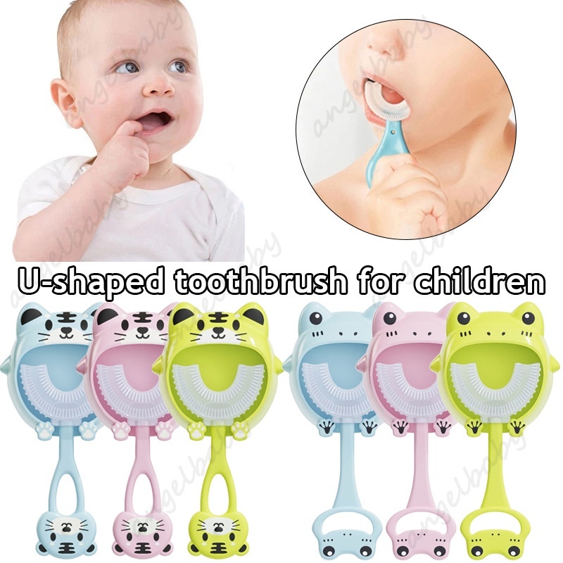 Bàn Chải Đánh Răng Hình Chữ U Xoay 360 Độ Cho Bé 2-12 Tuổi