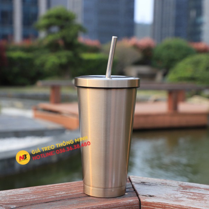 Ly giữ nhiệt 500ml & 750ml có ống hút - Cốc giữ nhiệt INOX304 - Tặng Kèm Ống Hút Inox
