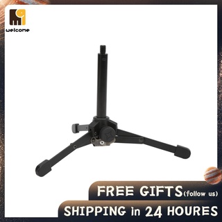 Welco Mini Portable Tripod Microphone Stand Adjustable Height Desktop with 3/8 Inch Screw