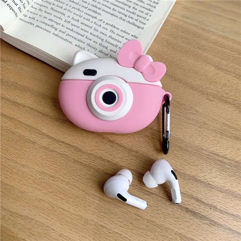 Bao Case Ốp Chống Shock Cho Airpods Pro Hình Máy Ảnh Mèo Hồng.