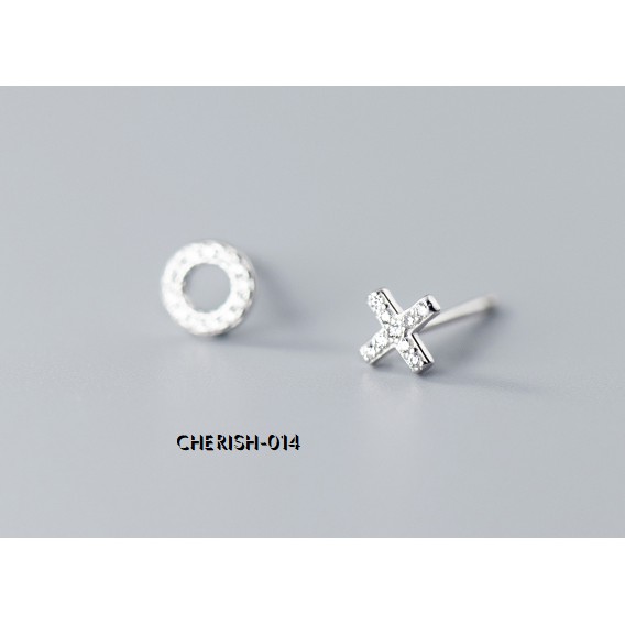 ( TẶNG THANH LÀM SÁNG BẠC) Khuyên tai bạc 925 chữ X O Cherish ML014
