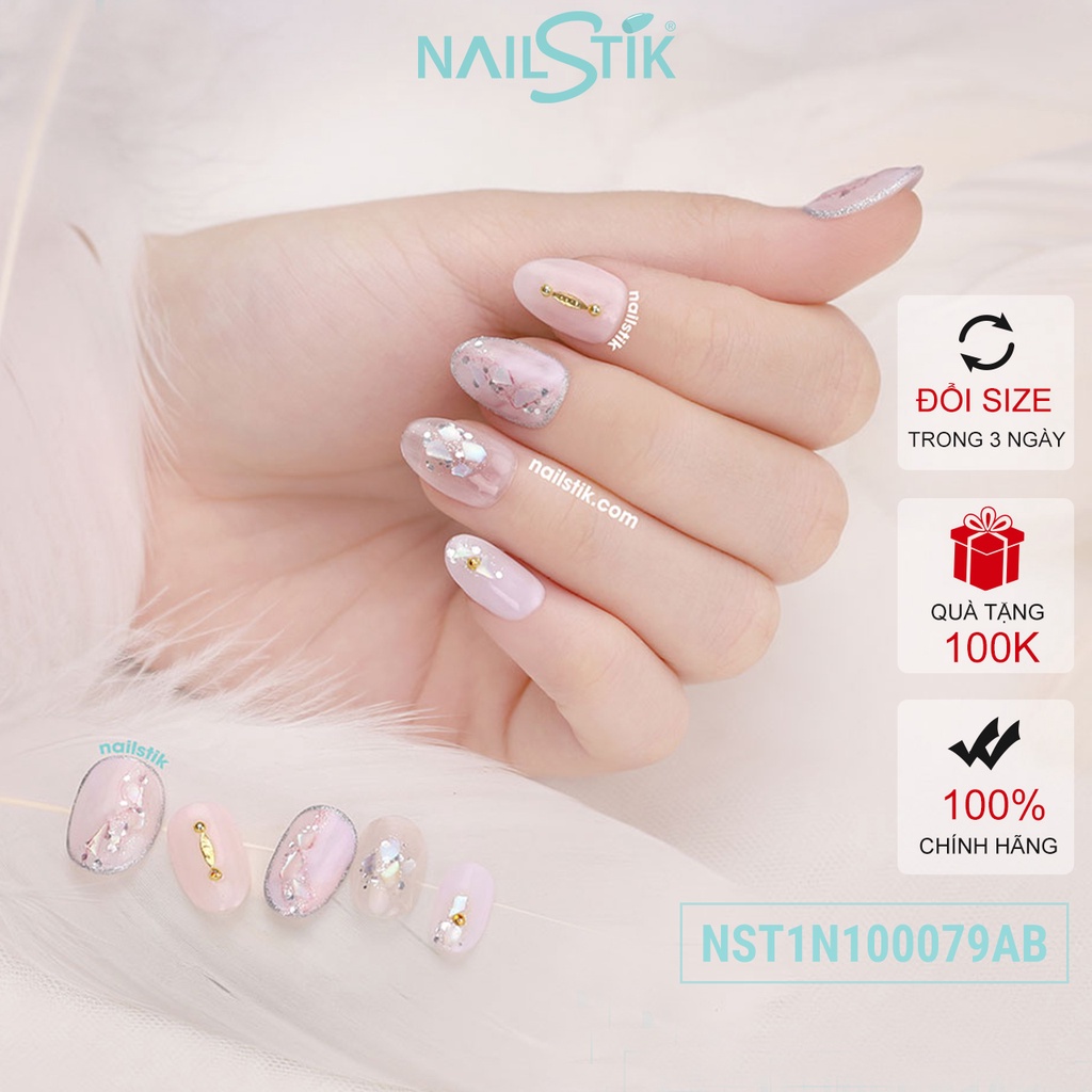 Móng úp thiết kế by NAILSTIK, màu tím môn, form móng bầu, ngắn/dài, 079