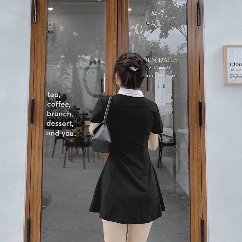 Váy polo đen phối cổ trắng | BigBuy360 - bigbuy360.vn