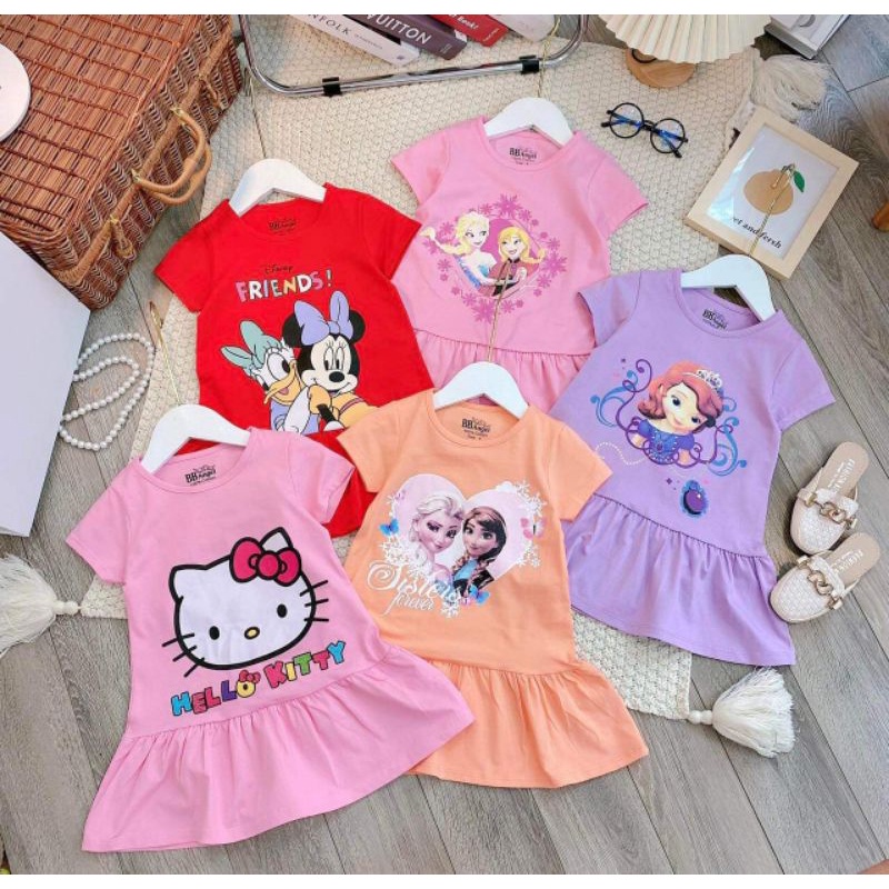 [Váy cotton hàng đẹp cao cấp] Váy - Đầm cho bé gái - Váy đuôi cá nhân vật hoạt hình, công chúa cho bé 7-26kg