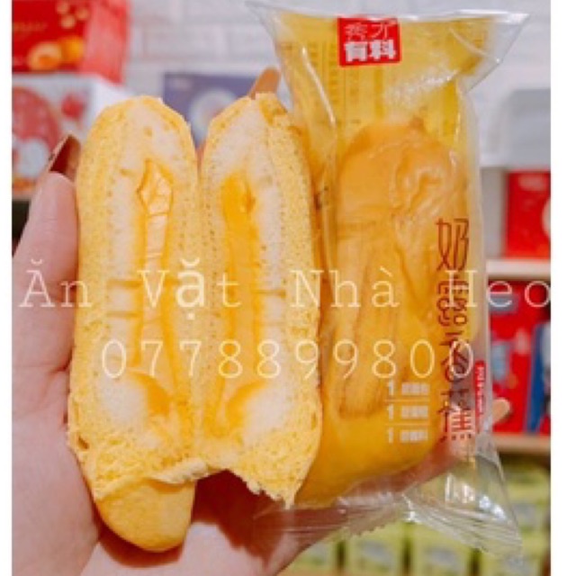 HOT- 1 cái bánh bông lan chuối lột có nhân kem cái 40gam nhiều hãng
