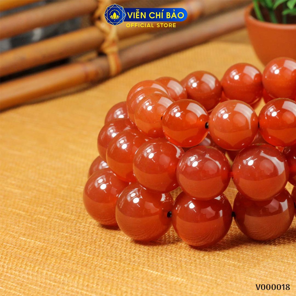 Vòng tay đá phong thủy đỏ mệnh hỏa chất liệu đá tự nhiên thời trang phụ kiện trang sức Viễn Chí Bảo V000019