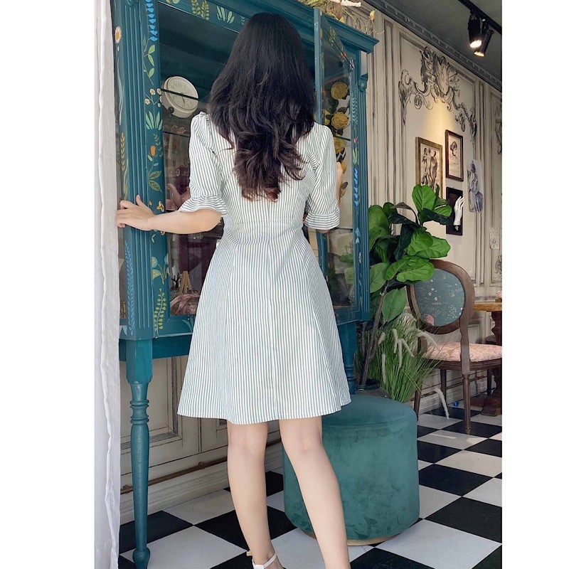 Đầm công sở nữ thiết kế dễ thương dáng chữ a tay ngắn giúp thon cao tôn vòng eo con kiến - Thời trang Lux W | BigBuy360 - bigbuy360.vn