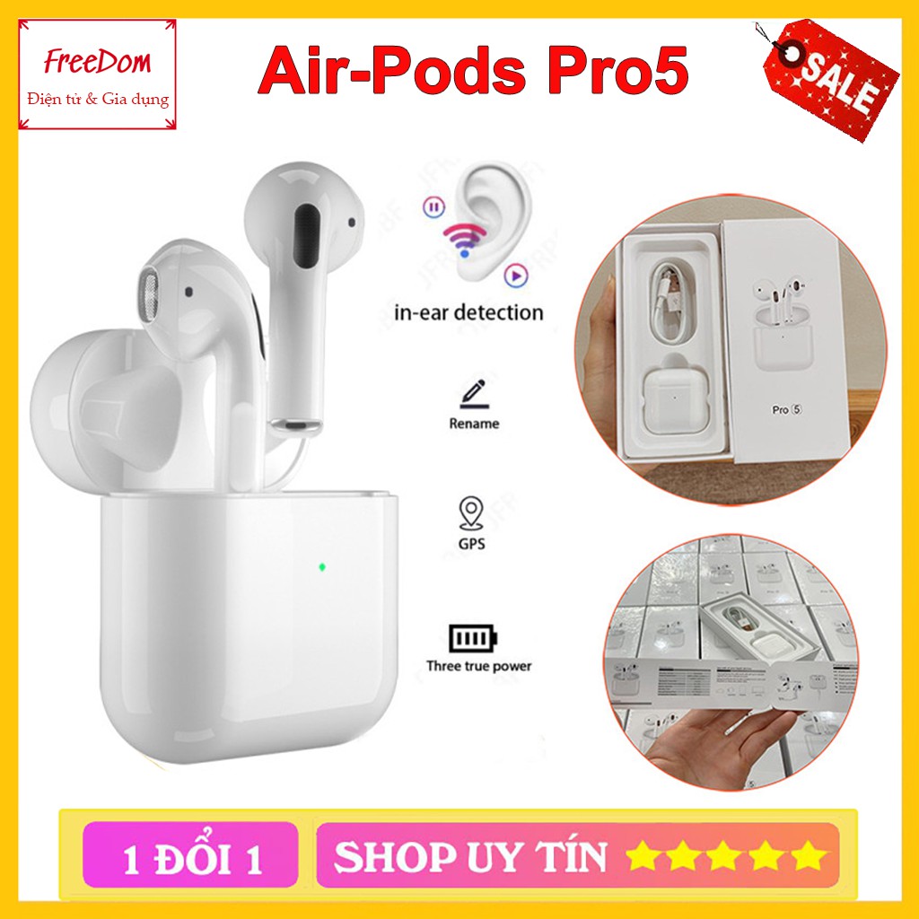 Tai Nghe Bluetooth Airpod Pro 5 Cao Cấp, Định vị đổi tên, Siêu nhạy iTech Bảo Hành 1 đổi 1