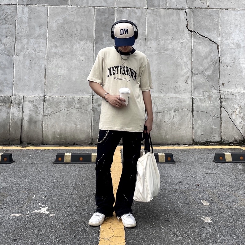 MŨ LƯỠI TRAI CHỮ THÊU DUSTY CAP - PHỐI MÀU BEIGE/ NAVY