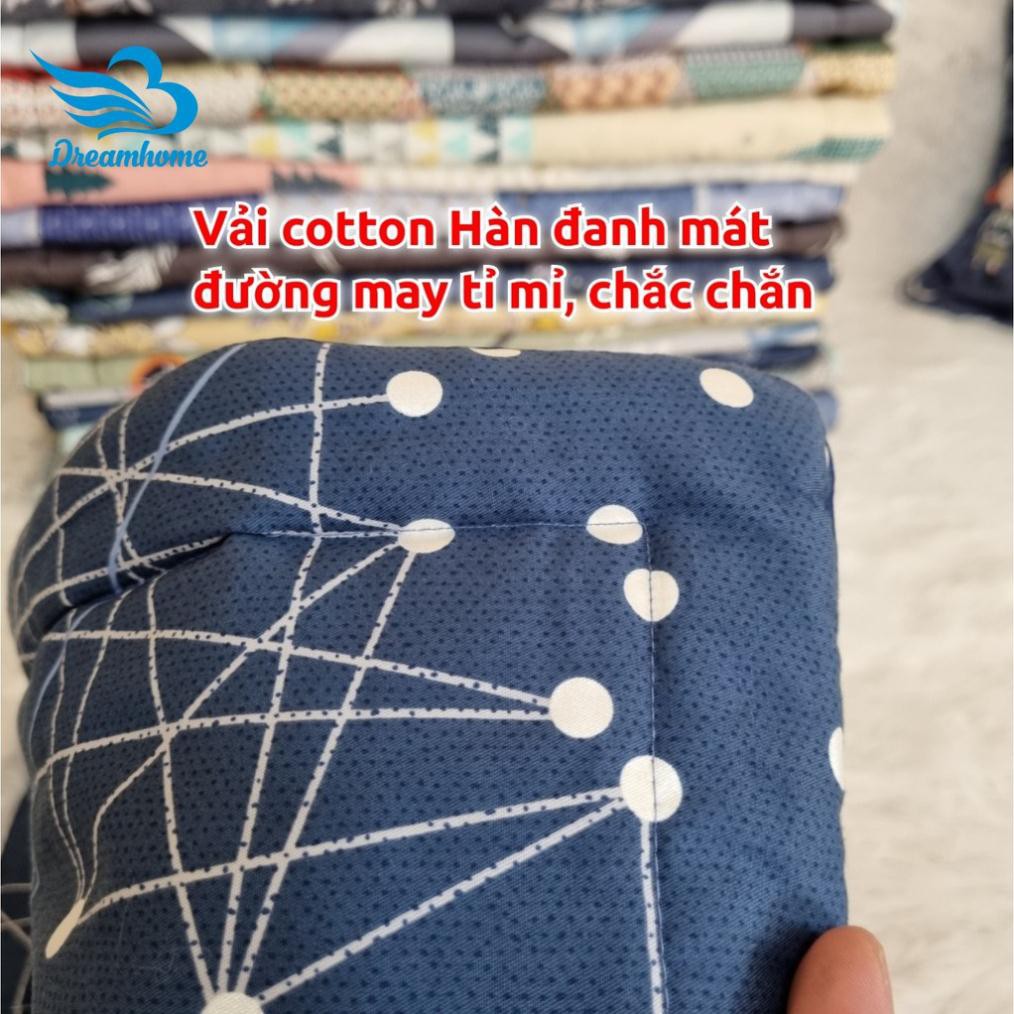 Vỏ gối cotton Hàn quốc cao cấp 45x65, vỏ gối nằm cotton có lót bông dây khóa kéo Dreamhome (1đôi)