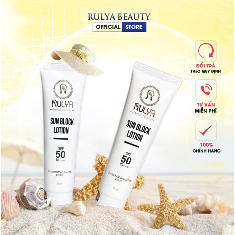 Kem Chống Nắng RULYA SUN BLOCK LOTION SPF 50 PA+++ An Toàn Cho Mọi Loại Da