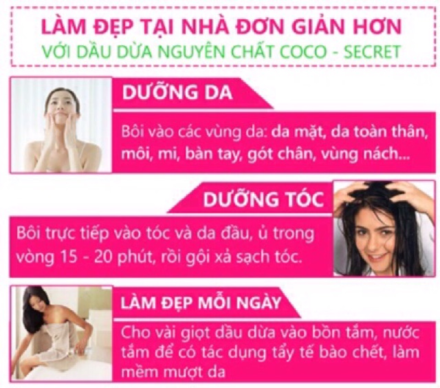 Sỉ 5 dầu dừa 250ml coco secret