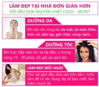 Sỉ 5 dầu dừa 250ml coco secret