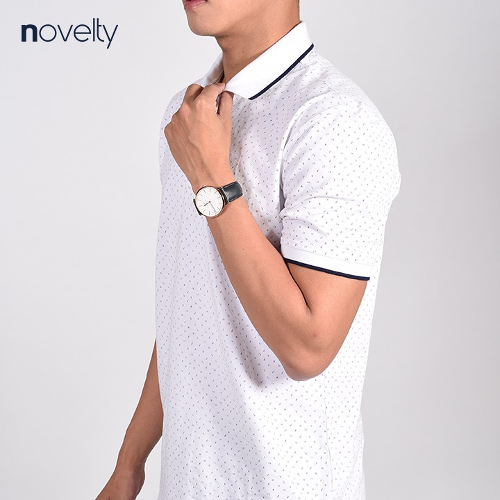 Áo Polo nam Novelty in họa tiết phối bo dệt viền sọc NATMHTMCSR181121N