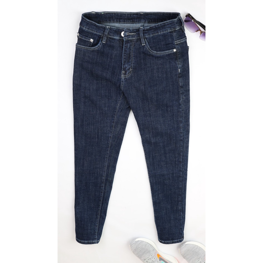 Quần Jean Nam Xanh Đen Đậm Chất Jeans Cao Cấp Co Giãn Tốt Form Slimfit _X090