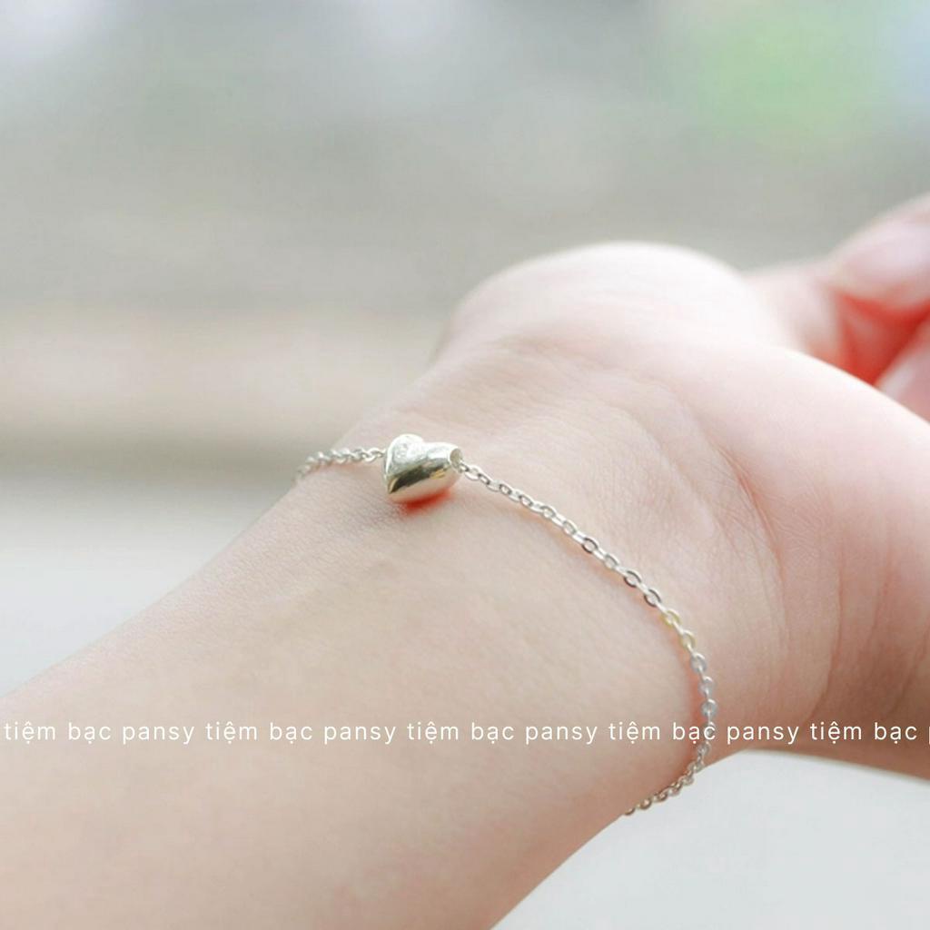 Lắc tay bạc nữ tim phồng xinh xắn PANSY - Vòng lắc bạc ta đeo tay nữ thanh lịch