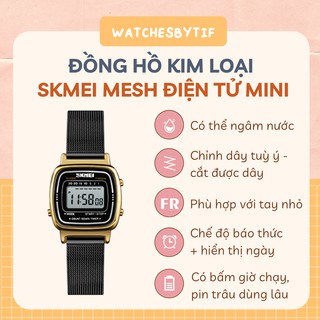 Đồng hồ nữ kim loại SKMEI MESH điện tử màu full black dành cho nữ size 22mm