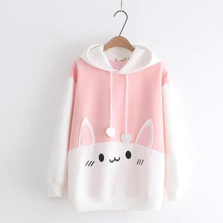 ÁO KHOÁC HOODIE NỈ BÔNG NỮ CAO CẤP NITI IN HÌNH MÈO TAI BỰ ĐỦ MÀU ĐỦ SIZE SIÊU HOT