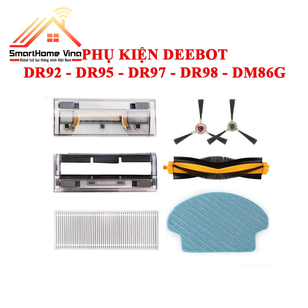 Phụ kiện robot hút bụi, chổi, lọc bụi hepa, khăn lau Ecovacs Deebot Dr92, Dr95, Dr97, Dr98, Dm86g