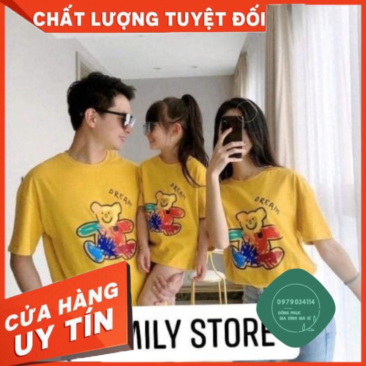 Áo thun giá sỉ Áo thun gia đình gấu dream 3/4/5 người dễ thương, vải mát, giá rẻ. Familystore