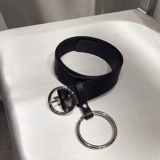 thắt lưng da ulzzang 2 khuyên đai da kèm 2 khoen tròn dây lưng đen kiểu dáng hàn quốc