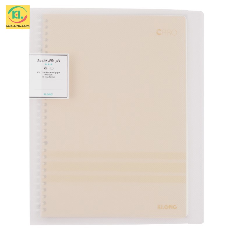 Sổ còng nhựa A4 30 chấu 40 tờ Caro, Binder File nhựa bìa màu Patesl Klong MS 554