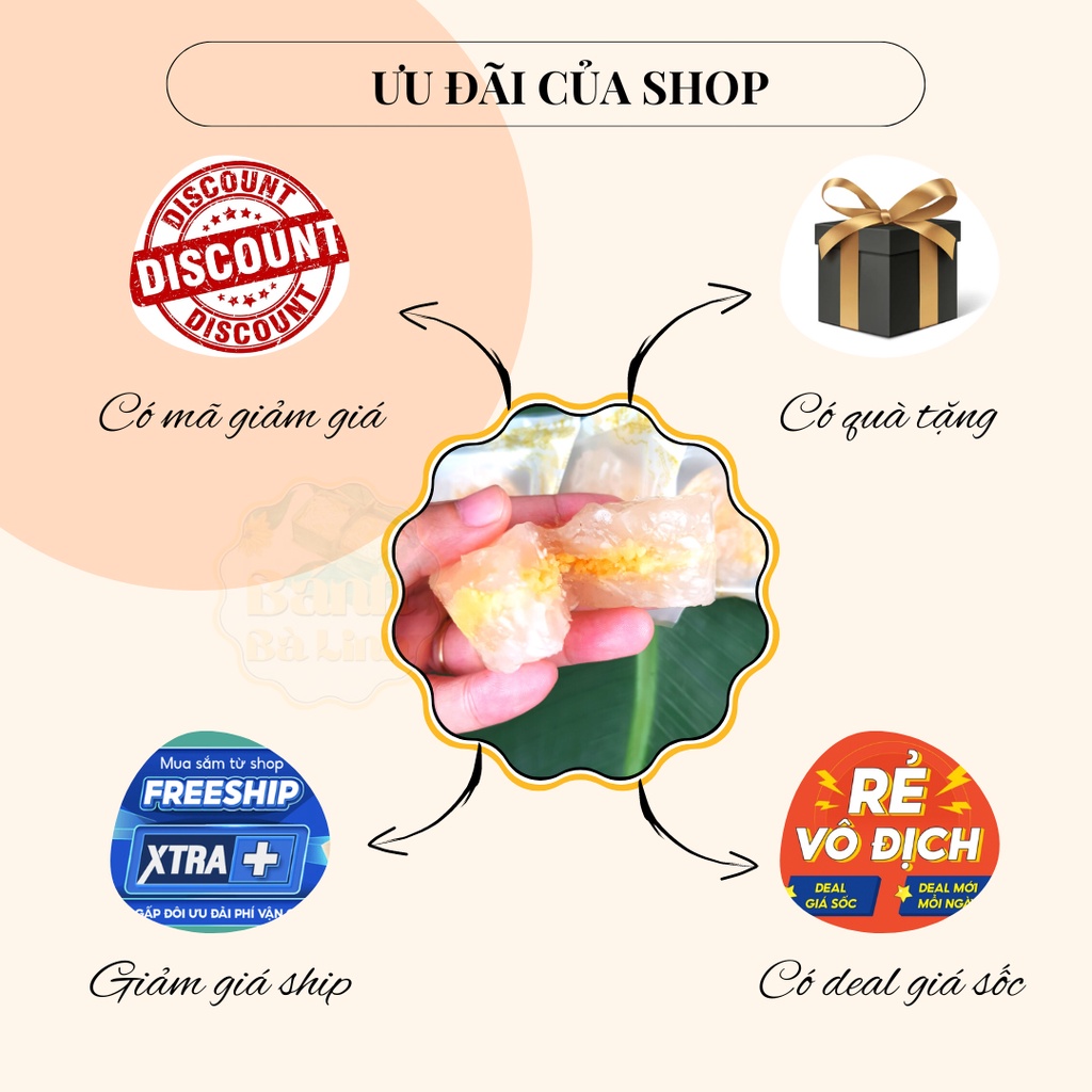 Bánh Ít Lá Gai Đặc Sản Nhân Đậu Xanh, 10 Cái, Hương Vị 100 Năm - Bánh Bà Linh