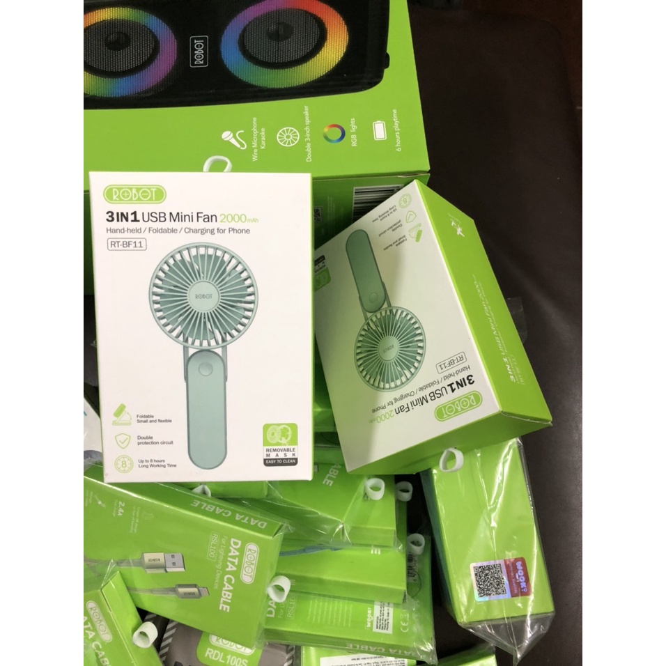 Quạt cầm tay USB mini fan 3in1 ROBOT RT-BF11 cao cấp chính hãng xịn xò 🎄🎄🎄