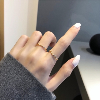 Nhẫn Gợn Sóng Màu Trơn Đơn Giản Thời Trang Hàn Quốc Cho Nữ