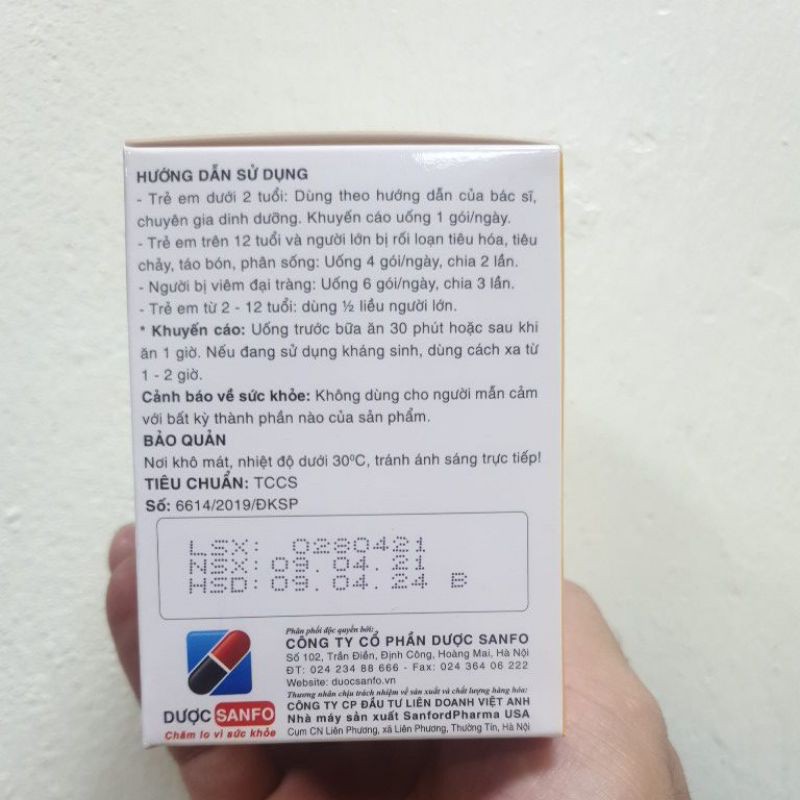 Men vi sinh Lactsanfo giảm ngay chướng bụng, đầy hơi, tiêu chảy tức thì, giảm táo bón, giúp ăn ngon hộp 24 gó