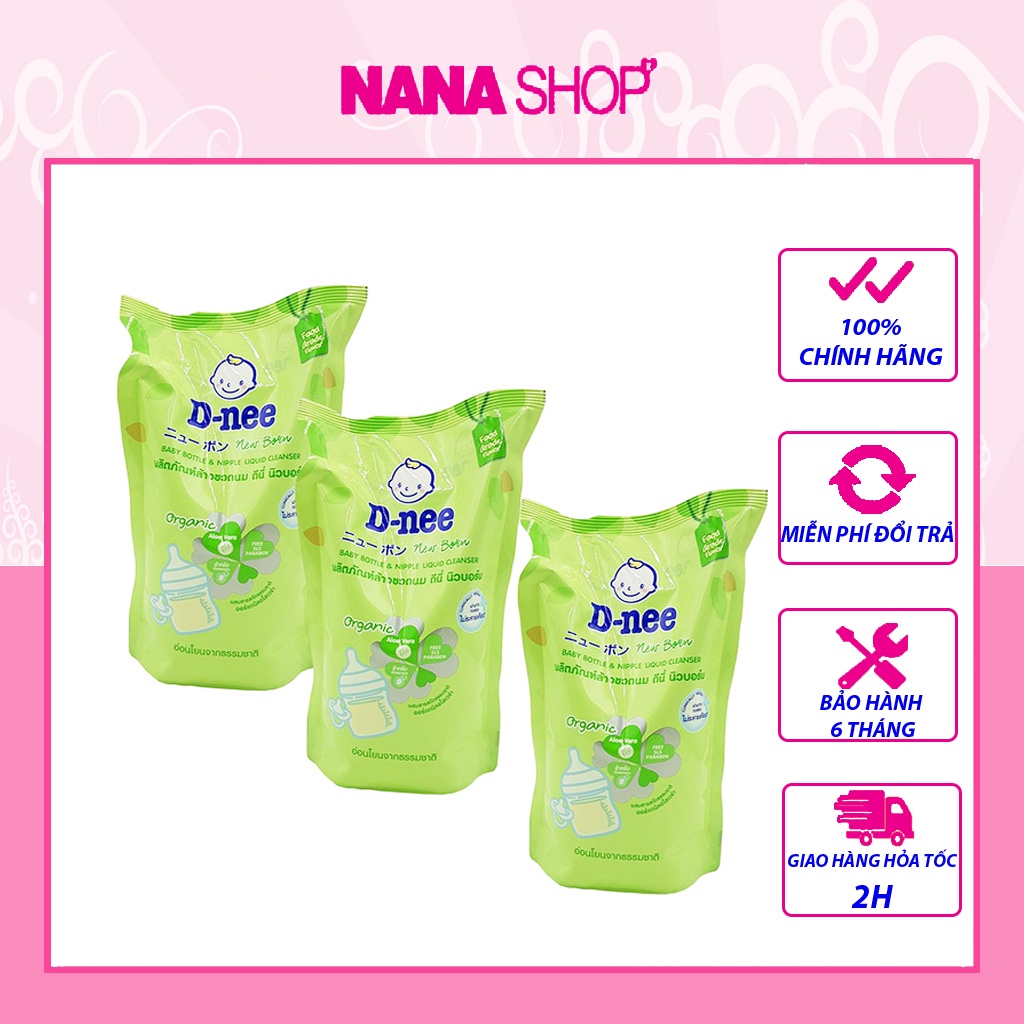 Combo 3 túi nước cọ bình sữa Dnee Organic 600ml