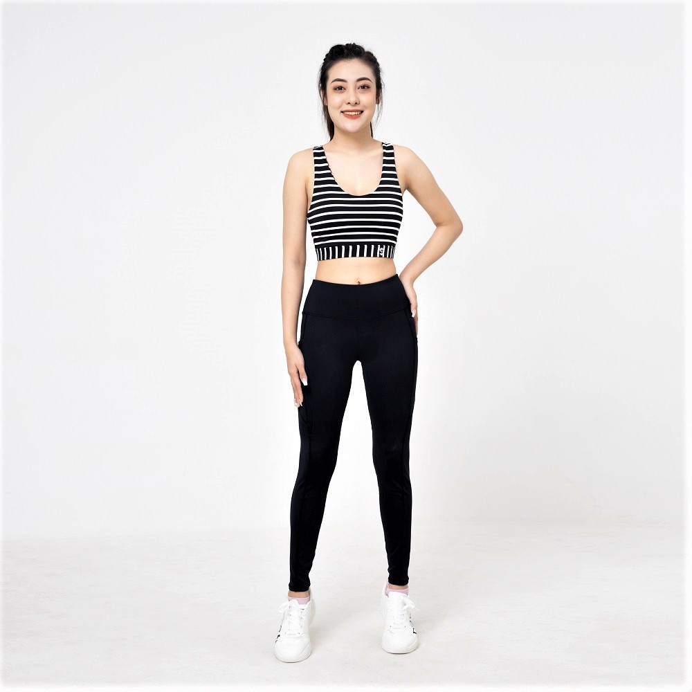 Set đồ tập gym yoga aerobic nữ BAS áo bra 3 lớp kèm mút  quần legging lưng cao co giãn đa chiều thoải mái