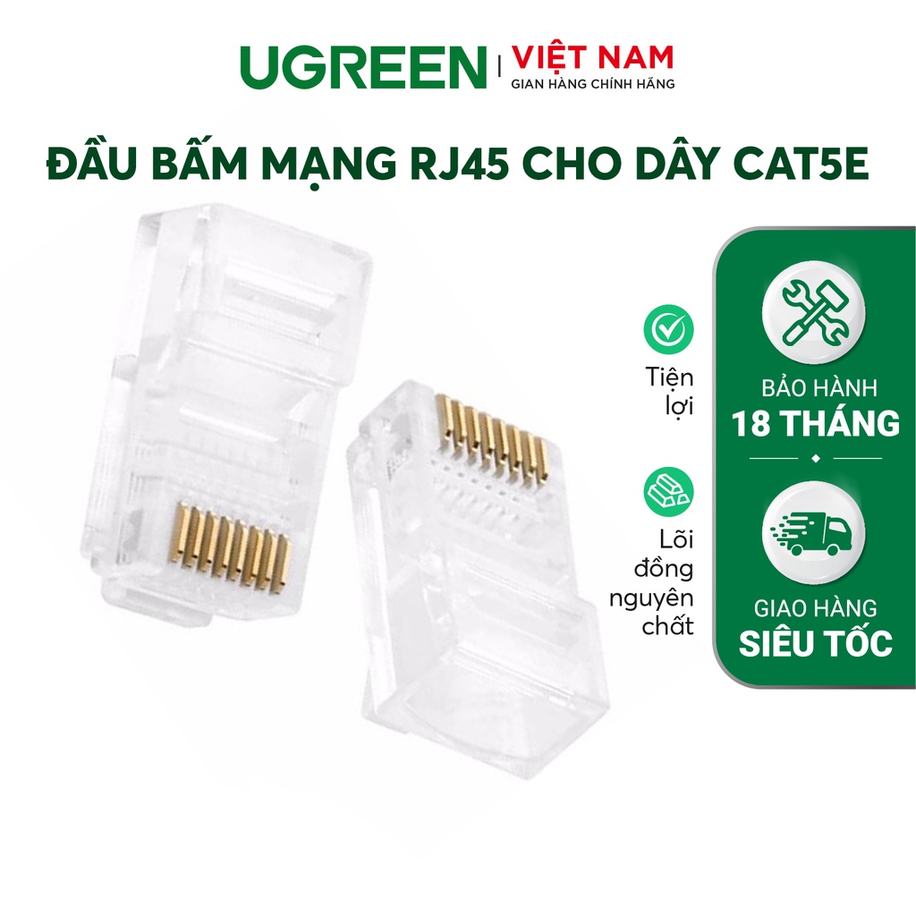 Đầu bấm hạt mạng RJ45 UGREEN NW110 cho dây CAT5e - Hàng phân phối chính hãng - Bảo hành 18 tháng