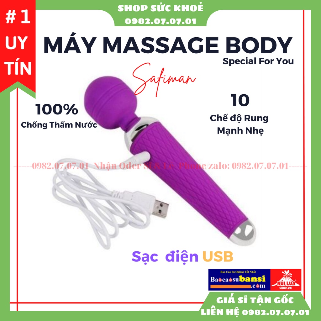Máy Massage Cầm Tay Safiman 28 Chế Độ Đấm Lưng Trị Liệu Cổ Vai Gáy Mát Xa Cơ Thể, Sạc Điện USA Tiện Lợi, Máy Mát Xa Tốt