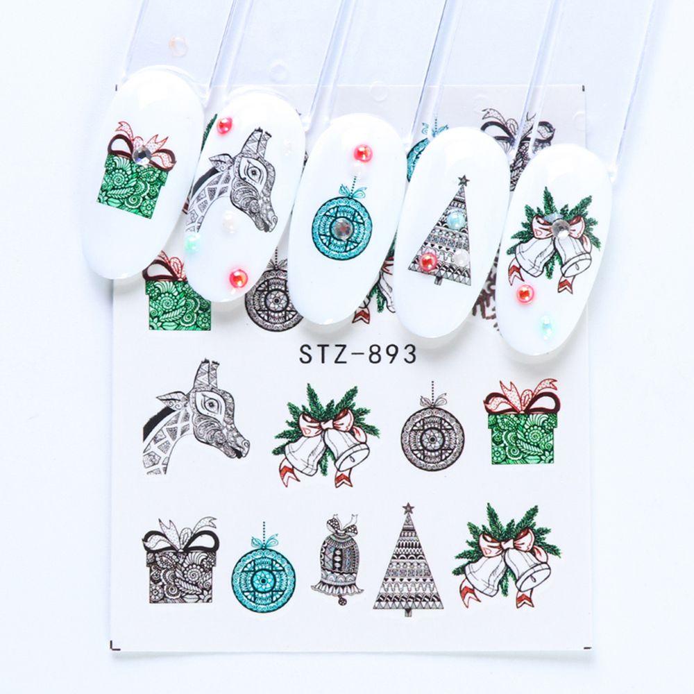 Bộ 12 Hình Dán Móng Tay Chủ Đề Giáng Sinh Màu Trắng Đen
