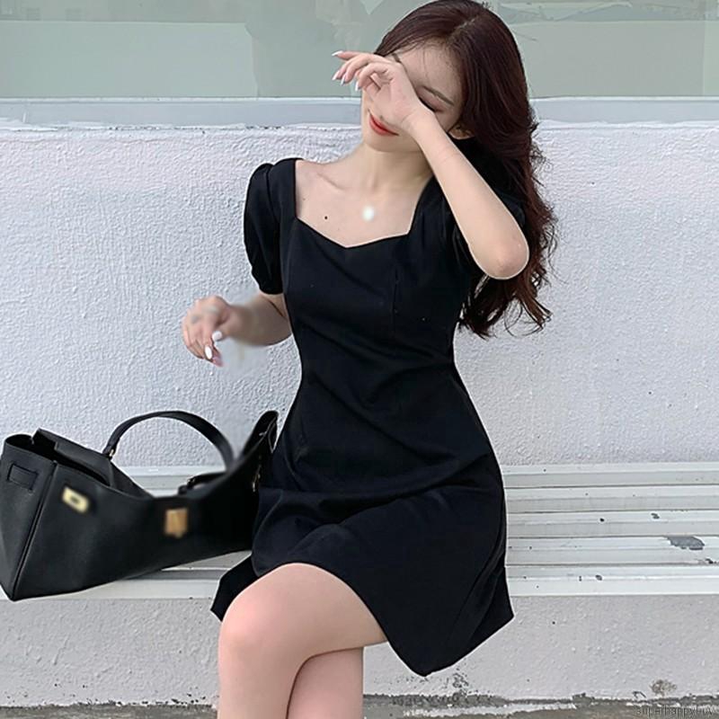 Đầm Tay Phồng Cổ Vuông Xinh Xắn Dành Cho Nữ