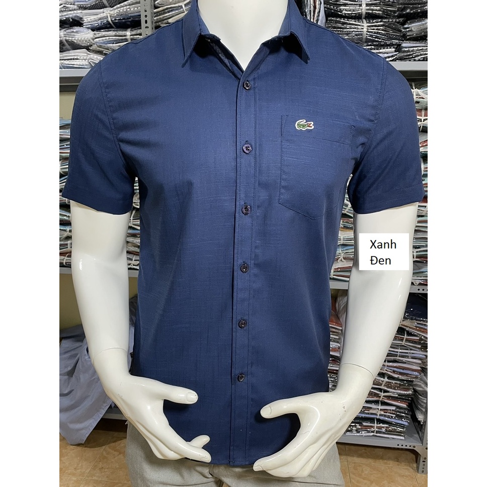 ÁO SƠ MI NAM TAY NGẮN CÔNG SỞ TRƠN VẢI LINEN MỀM MÁT