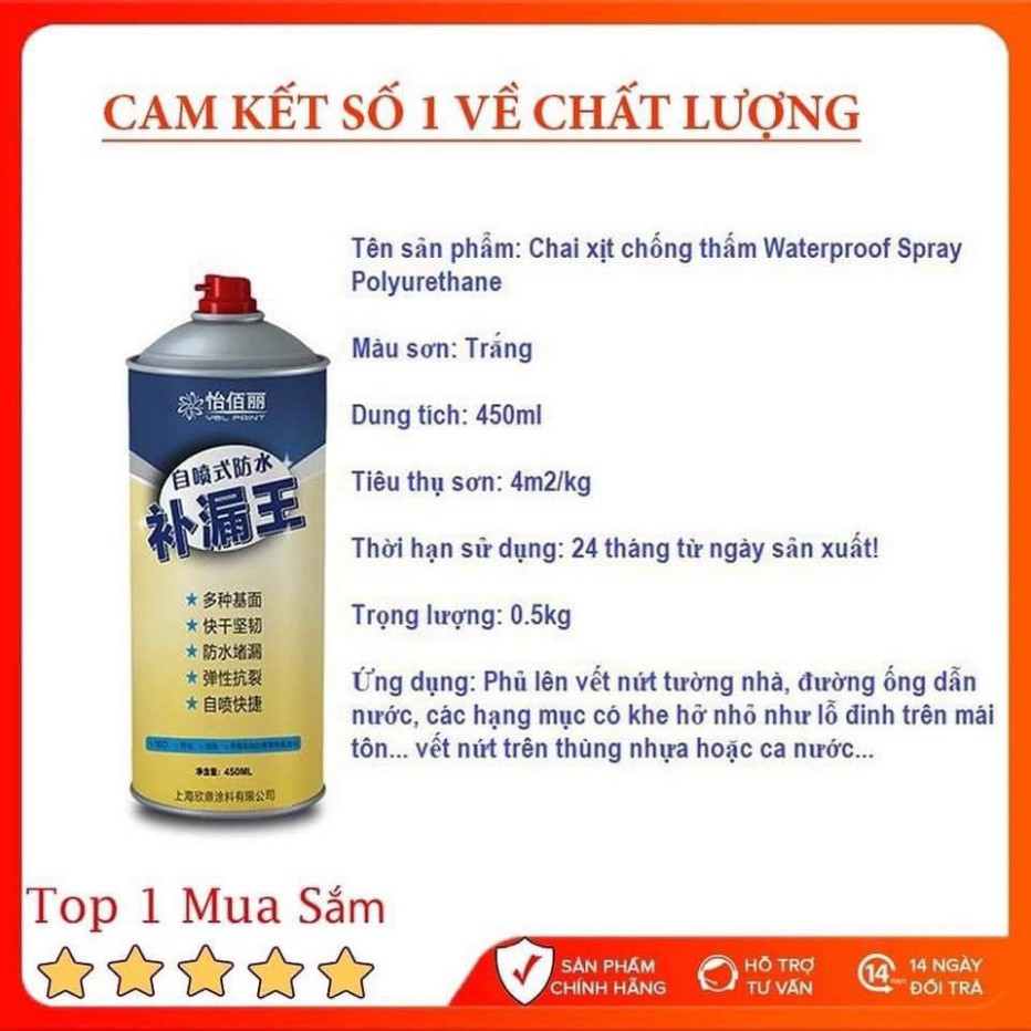 Bình Xịt Chống Dột, Chống Thấm Hiệu Quả - Chai Dung Dịch Chống Thấm, Dột Waterproof Spray Polyurethane