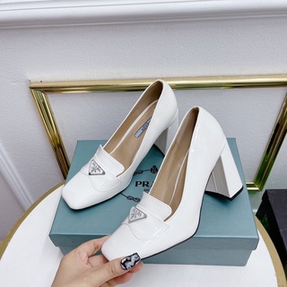 Giày cao gót prada da bóng gót trụ fullbox