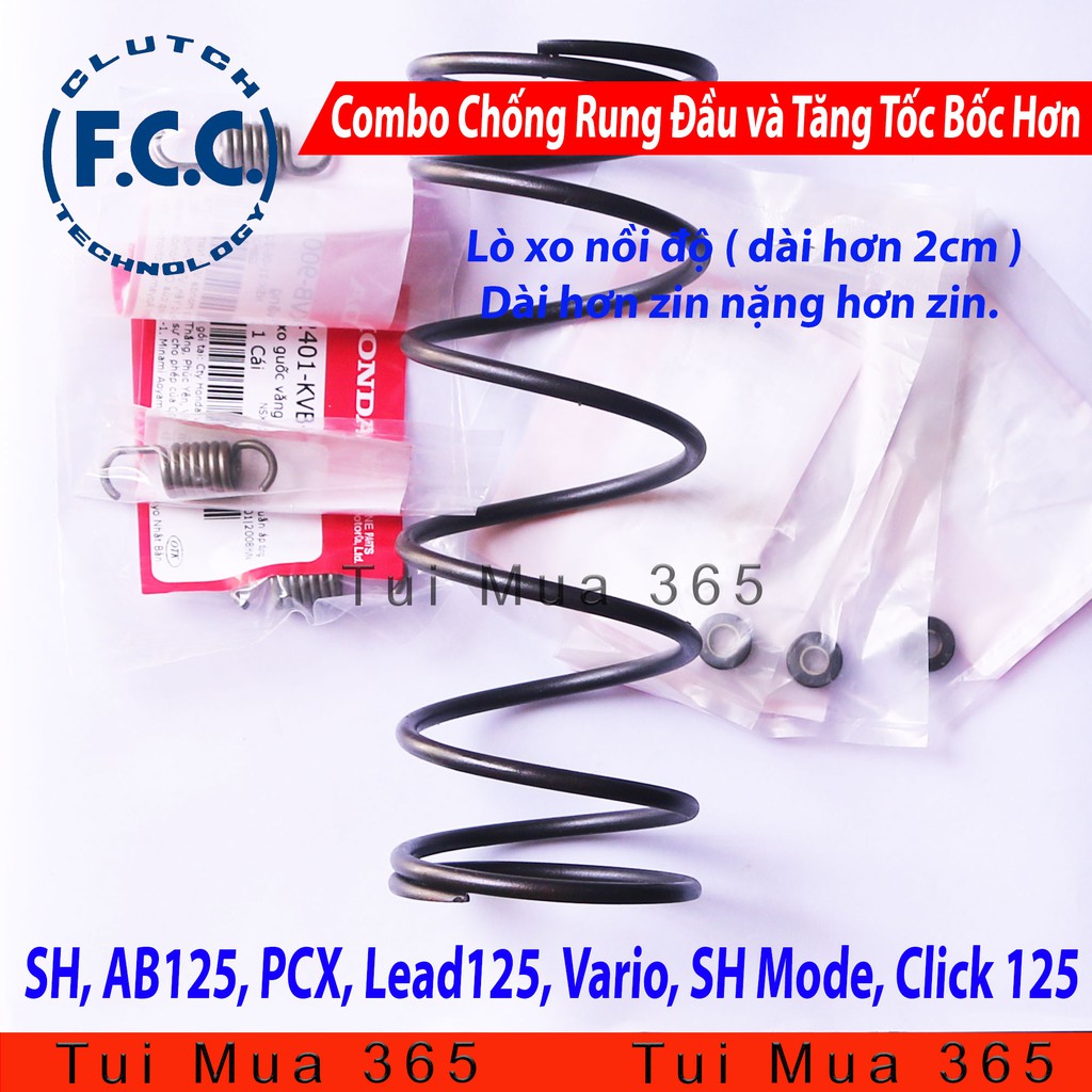 Combo Lò xo nồi độ cho SH, PCX, SHMode, Vario, AB 125, Click, Lead Tăng tốc mượt chống rung đầu xe