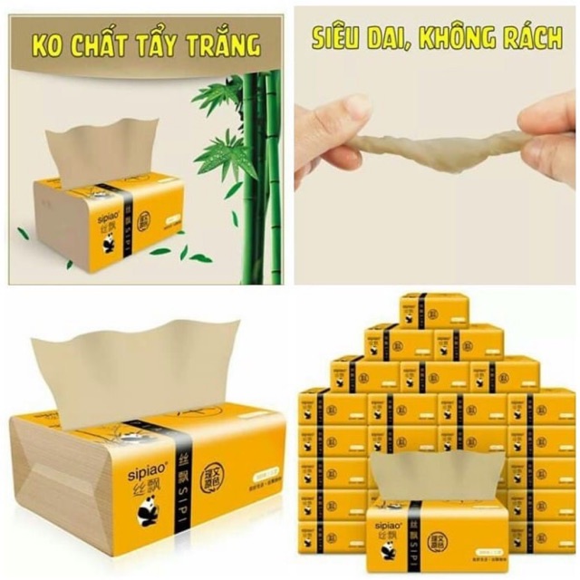 30 Gói Giấy Ăn Gấu Trúc SIPAO Siêu Dai (1 Gói 300 Tờ)