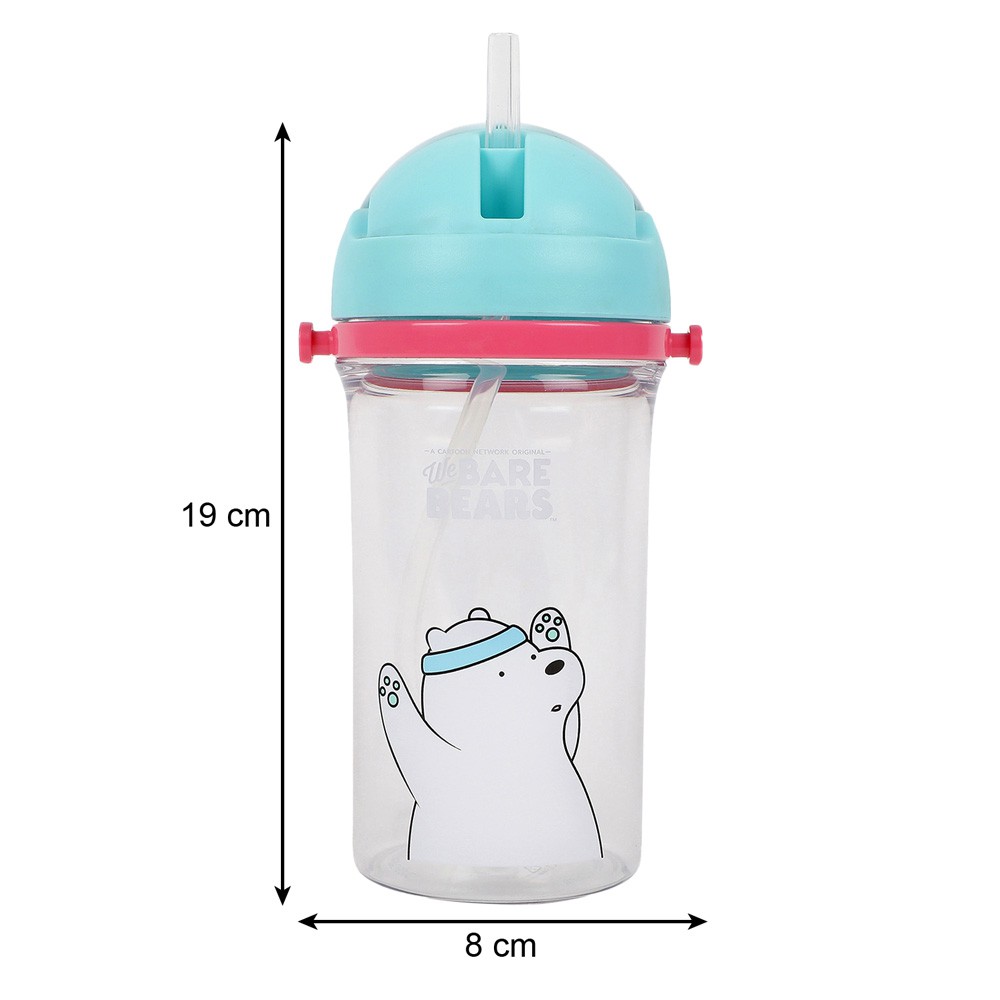 MINISO x We Bare Bears Bình nước có ống hút 400ml - Gấu đá