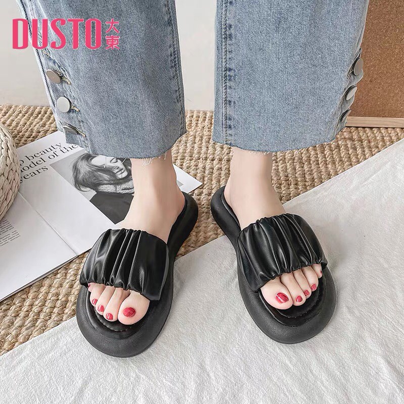 Dép Nữ Quai Ngang Nhún Bèo Độn Đế mã H3