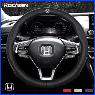 Vỏ da bò thật kiểu dáng cao cấp dùng để bọc vô lăng xe ô tô Honda City Civic Jazz BRV MOBILIO HRV Stream Honda red