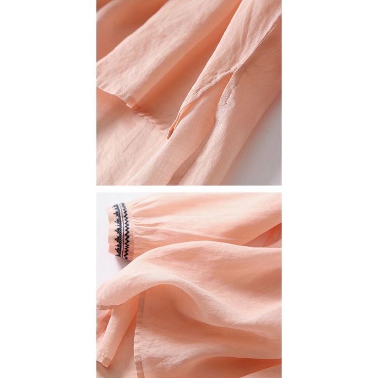 Áo Kiểu cotton Lanh Cổ Tròn Thêu Họa Tiết Phong Cách Trung Hoa Cổ Điển Cho Nữ